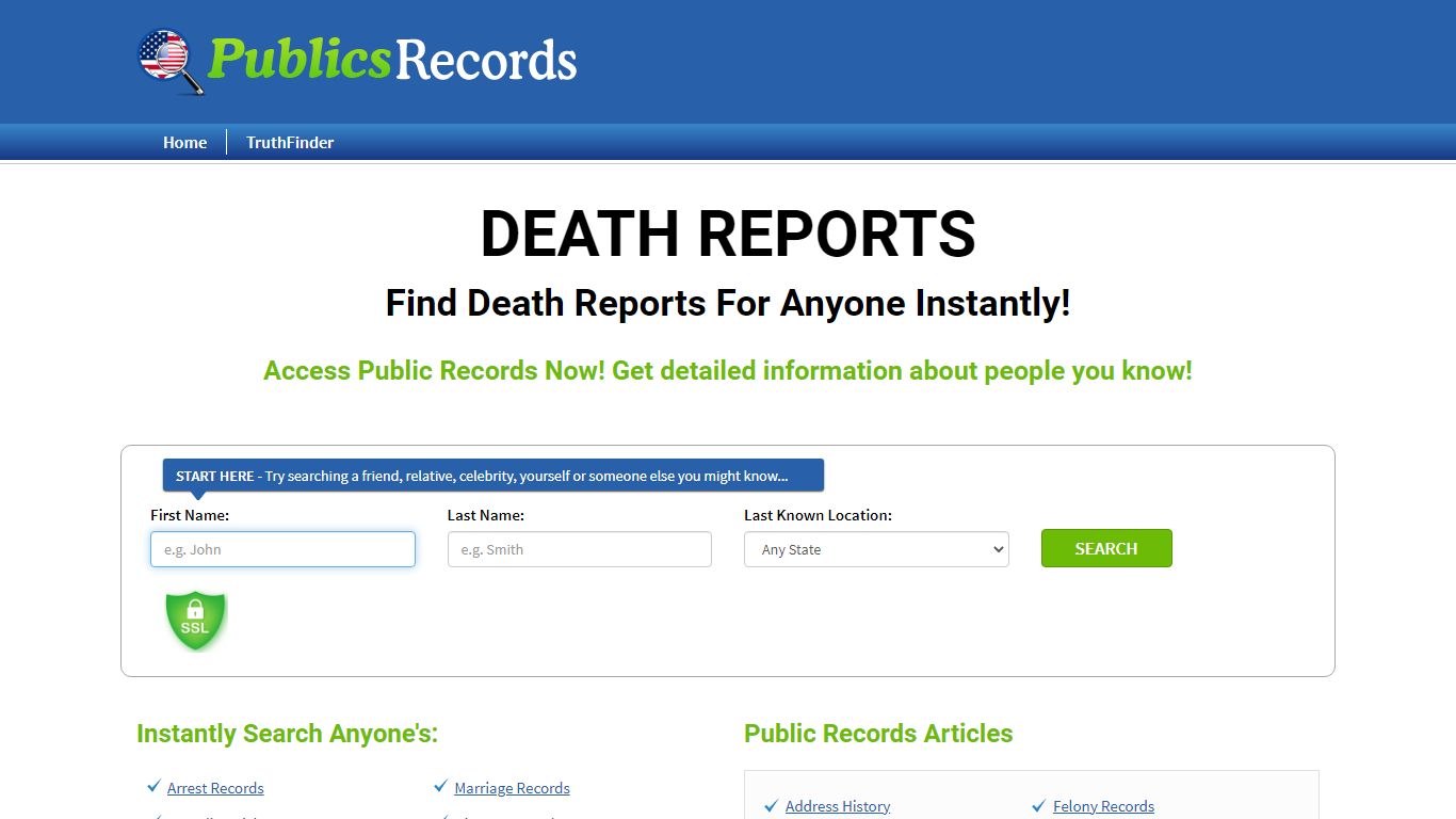 Find Death Reports For Anyone - publicsrecords.com