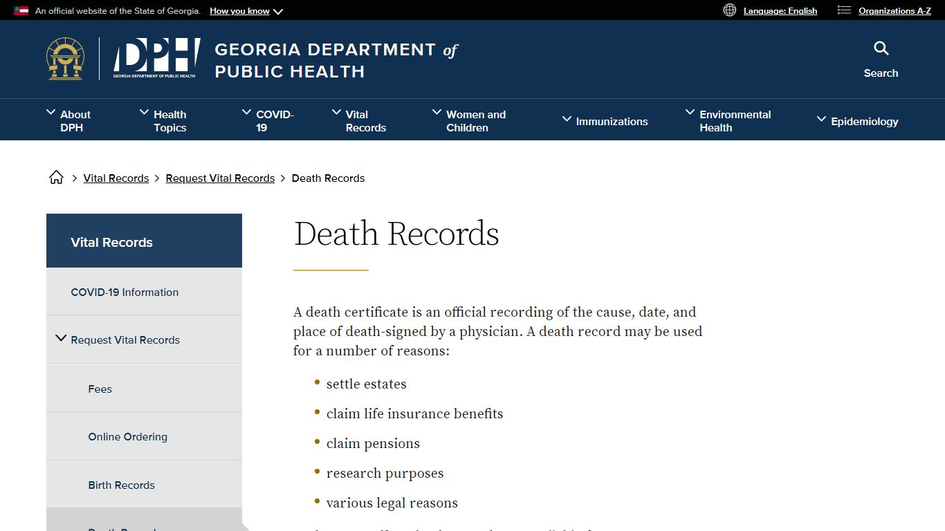 death | Georgia Department of Public Health